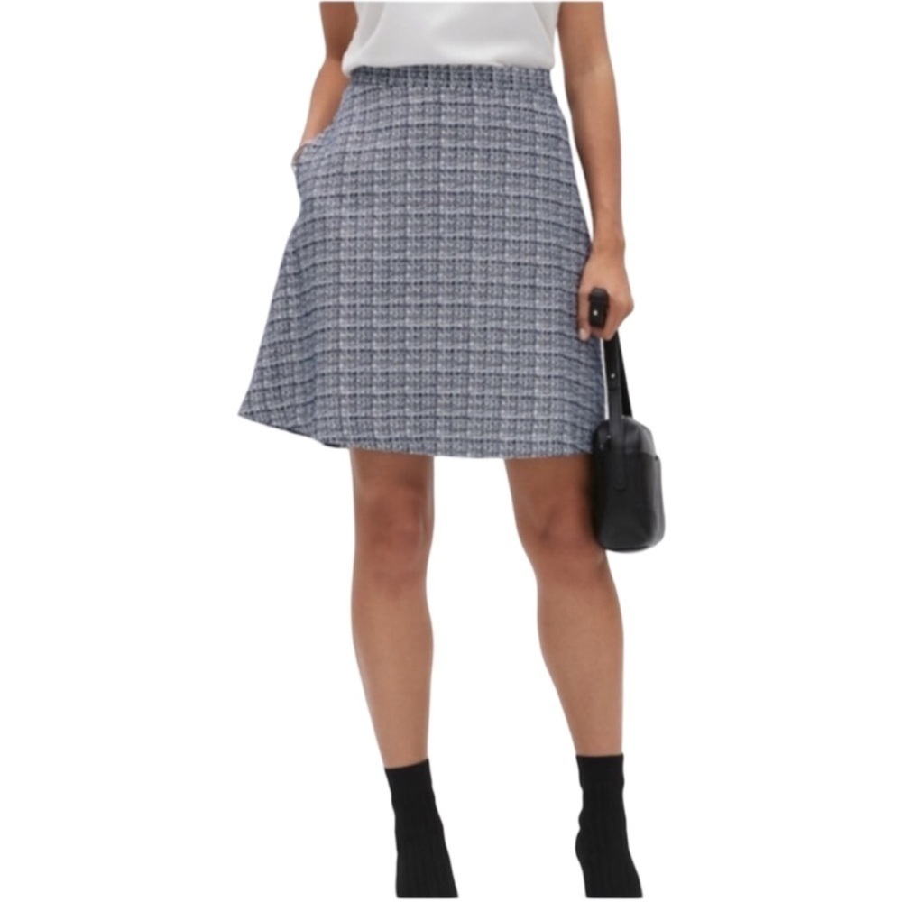 Banana Republic Boucle Navy Fit and Flare Tweed Skirt Size 10